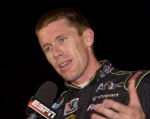 Carl Edwards is interviewed by ESPN after winning the Missouri-Illinois Dodge Dealers 250, a NASCAR Nationwide race that was held on Saturday July 17, 2010 at Gateway International Raceway in Madison, IL on Saturday July 17. TIM VIZER/BELLEVILLE NEWS-DEMOCRAT/ASSOCIATED PRESS ...
