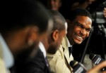 Chris Bosh (r) of the Miami Heat smiles during a press conference after a welcome party at American Airlines Arena on July 9, 2010 in Miami, Florida. Photo by Doug Benc/Getty Images ...........