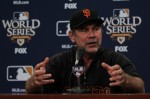 Manager Bruce Bochy of the San Francisco Giants speaks during a press conference for the 2010 World Series at Rangers Ballpark in Arlington on October 29, 2010 in Arlington, Texas. Ronald Martinez/Getty Images ..........