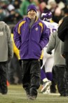 Injured Quarterback Brett Favre of the Minnesota Vikings walks off the field at the end of the half during thier game against the Philadelphia Eagles at Lincoln Financial Field on December 26, 2010 in Philadelphia, Pennsylvania. Photo by Jim McIsaac/Getty Images ...........